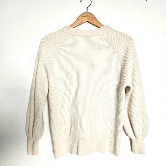 Aritzia Babaton Bespoke Wool Linen Blend Cardigan XS Ivory White V-Neck - Picture 4 of 8
